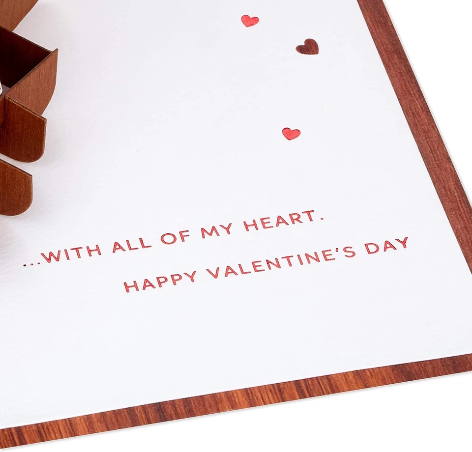 Tarjeta de San Valentín emergente madera maravilla papel firma 1499VFE1114 (Todo mi corazón Foto 4 de 4