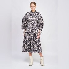 En Saison Bonnie Everyday Midi Dress Charcoal Floral Party Ready SIZE S