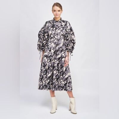 En Saison Bonnie Everyday Midi Dress Charcoal Floral Party Ready SIZE S