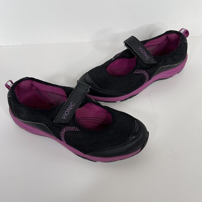 Vionic Womens 334 Sunset Mary Jane Black 9032 Low Top Hook & Loop Fasteners 6.5