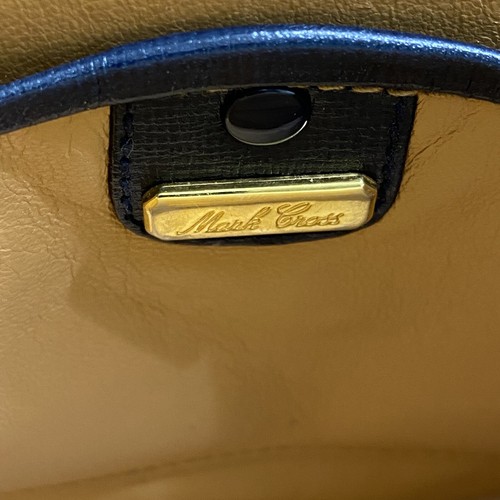Mark Cross Vintage 1980s Benchley Bag Purse Handbag Navy Blue Leather NO KEY - Picture 9 of 11