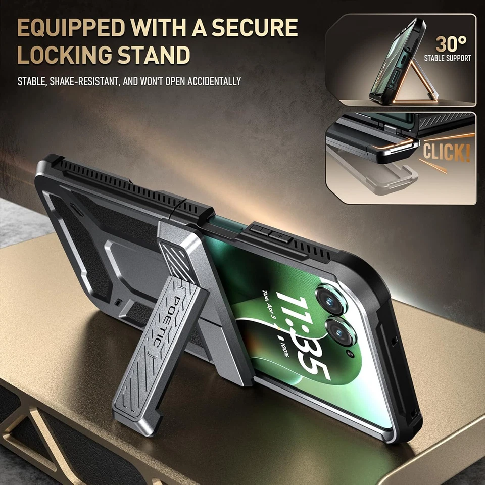 For Moto Razr Ultra 2025 Case Poetic with Kickstand Shockproof Cover Gun Metal - Image 4 of 4