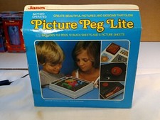 RARE Janex PEG LITE Peg Art w/ Pictures, Black Sheets, Pegs  Original Box 1970s