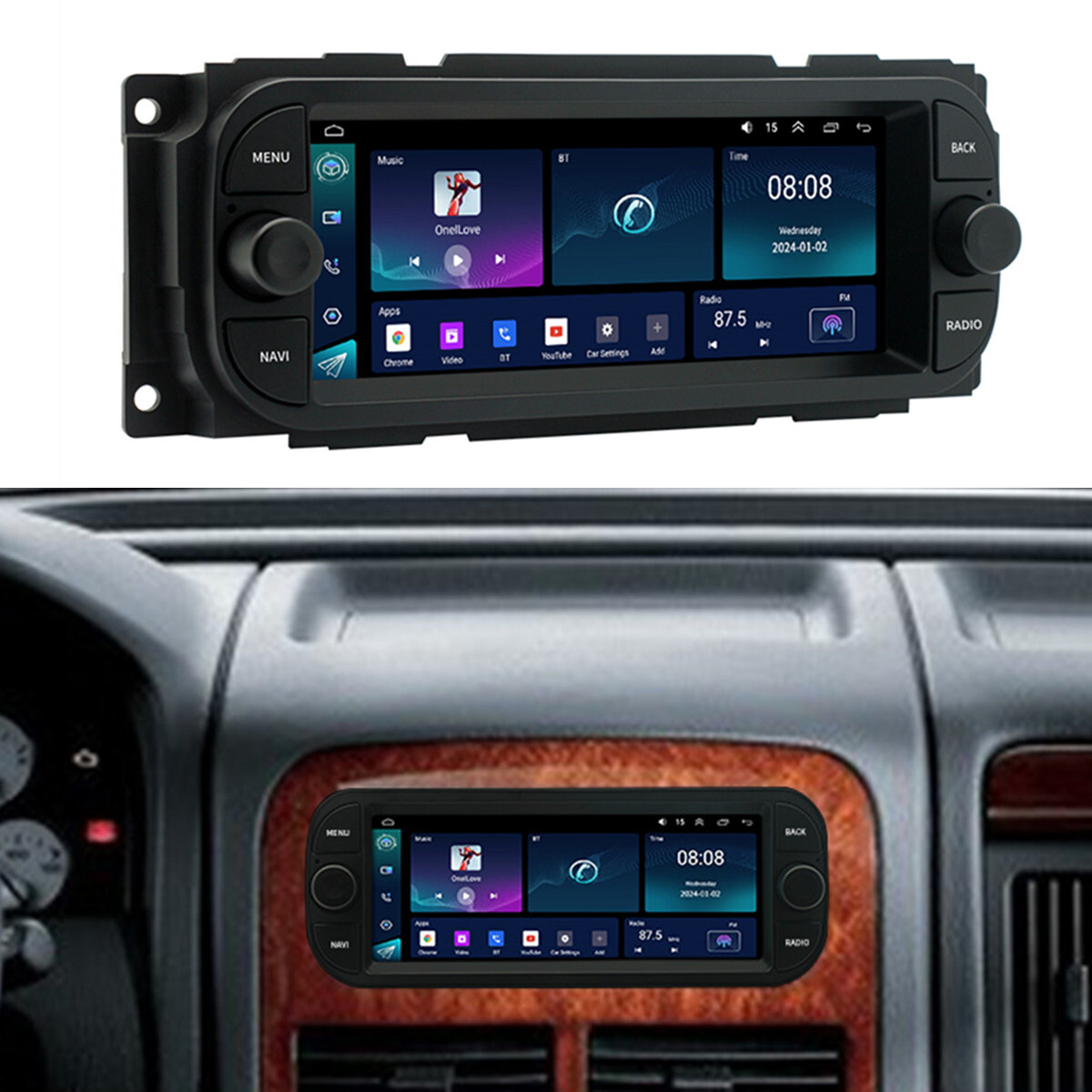 Fit For Jeep Wrangler 2003-2006 6.8"" Android13 Carplay Car Stereo Radio GPS WIFI