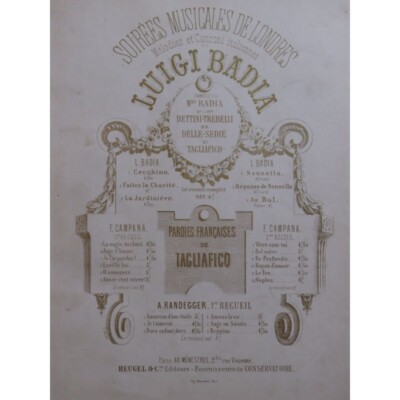 BADIA Luigi Musikalische Abende London Klaviergesang ca1865