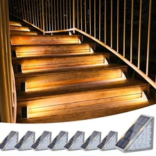 Outdoor Stair Lights 8 Pack, Solar Step Lights Waterproof IP67,80 Lumen, Led ...