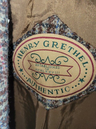Blazer vintage Henry Grethel autentico tweed lana 1 bottone taglia grande - Foto 6 di 7