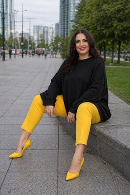 Yellow Harem Pants Drop Crotch Oversized Sz 18/48 Made In Turkey B-One
