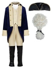 ReliBeauty Boys Colonial Washington Hamilton Costume Uniform & Wig Set