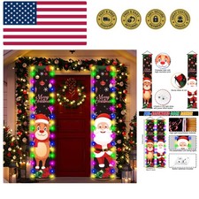 Christmas Lighted Door Banners Xmas Porch Sign with LED Light Decorations Mer...