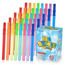 40 Pack 14 Big Bubble Wands, 8 Colors Bubbles Bulk for Summer Toy, Outdoor