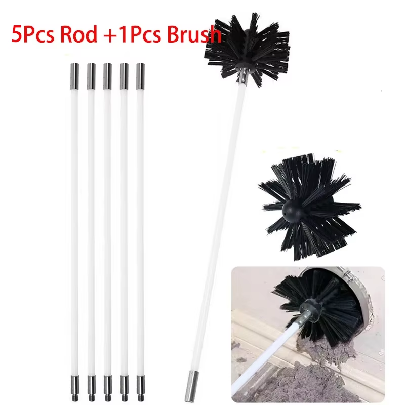 Flexible Chimney Sweep Set Flue Sweeping Brush and Rod Kit Soot Cleaning Rods UK