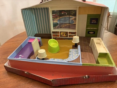 Vintage 1965 BARBIE & SKIPPER DELUXE HOUSE Case Mattel Vinyl BIG 27 x 16.5 x 7.5