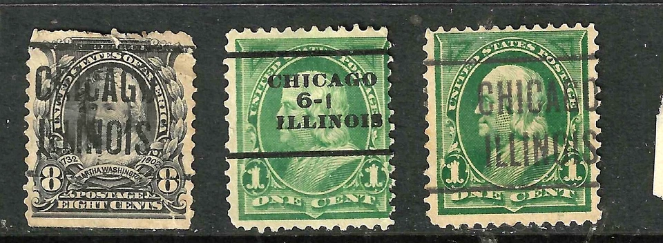 Sc #279 283 306 309 Chicago Illinois Precancels 1-15 Cent Bureaus 1895 US 45B62 - Image 4 of 4