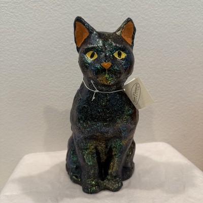 Vintage 9  Midwest Of Cannon Falls By Teena Flanner Black Cat Figure Glitter