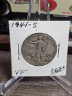 1941-S WALKING LIBERTY SILVER HALF DOLLAR~ VF ~NICE LOOKING COIN~ 90% SILVER (1)