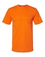 NEW Bayside USA-Made Men's Short Sleeve T-Shirt with a Pocket 3XL Safety Orange