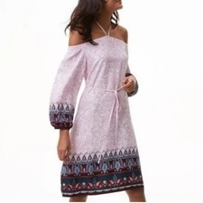 LOFT Paisley Vines Off The Shoulder Halter Dress Large NWT
