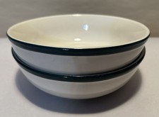 2 China Pearl Casuals Soup Bowls 6 3/8" Green Rim Excellent