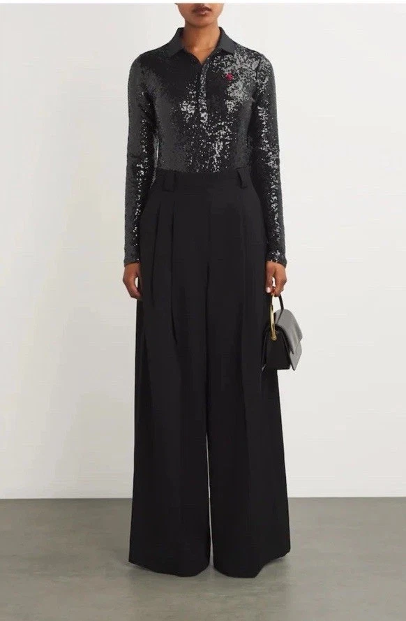 NWT $328 Ralph Lauren Polo Shirt XL Black Fully Sequined LS Holiday Party Top - Image 3 of 4