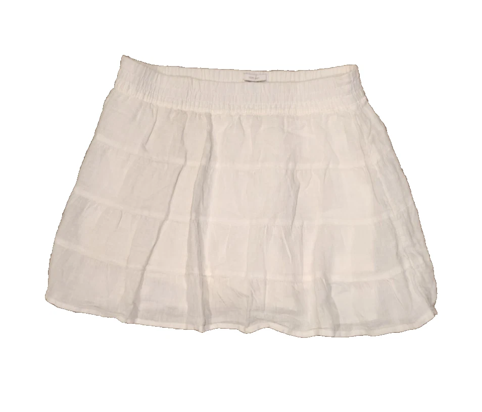 House of Harlow 1960 Boho 100% Linen Mini Skirt Lined Size L arge L Solid White