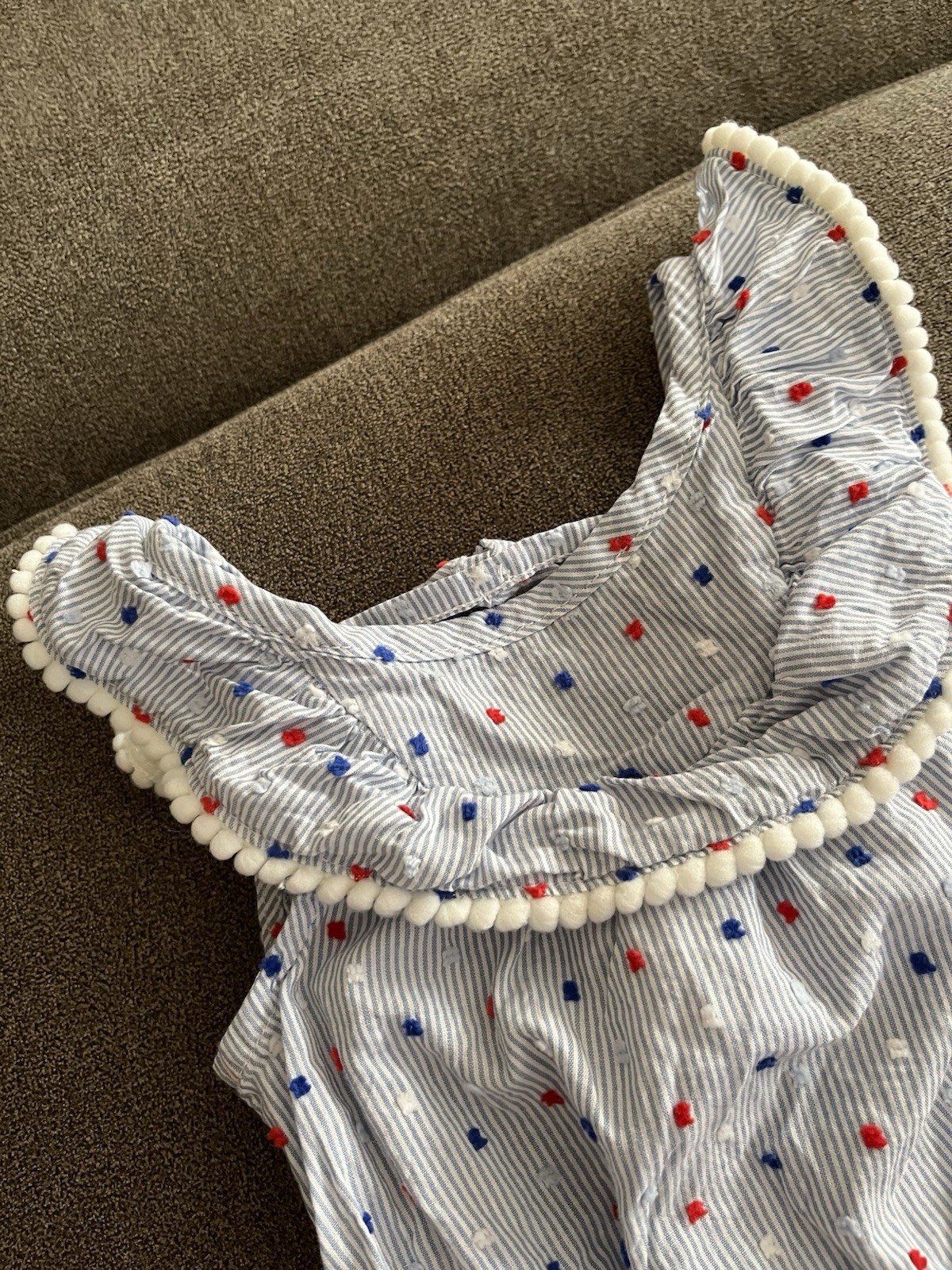 Cat & Jack Baby Girl Romper ~ Red White Blue Dot Size 3-6 Mos