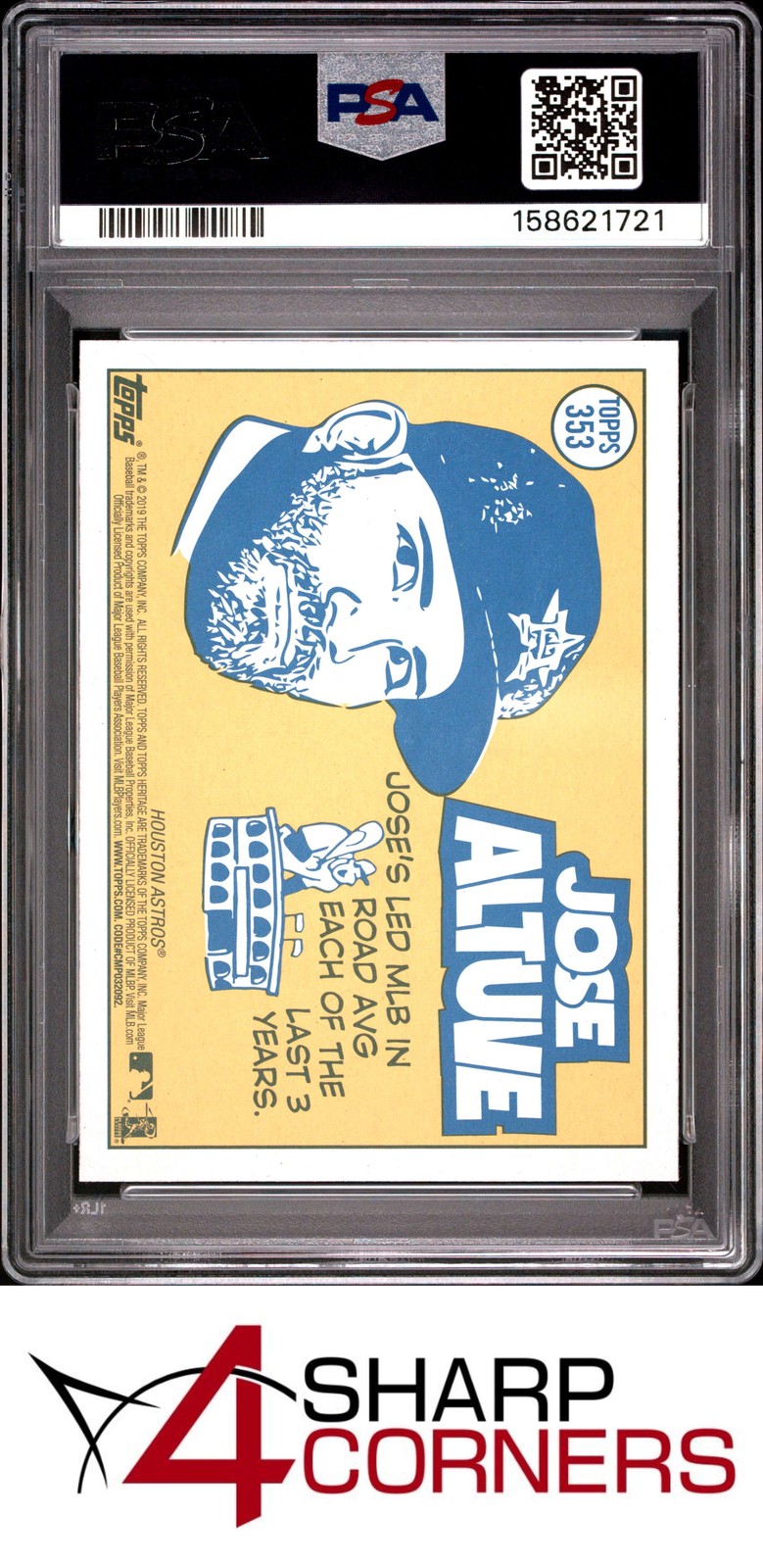 2019 TOPPS HERITAGE #353 JOSE ALTUVE ASTROS PSA 10 view 2