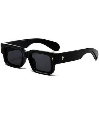 EYLRIM Thick Frame Square Sunglasses for Women Men Medium, 01 Black/Grey