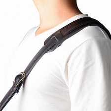 P  P Deluxe Vintage Adjustable Heavy Duty Leather Guitar Strap - Black New