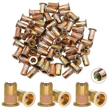 115Pcs M6 Rivet Nuts, M6 Zinc Plated Carbon Steel Flat Head Threaded Insert N...