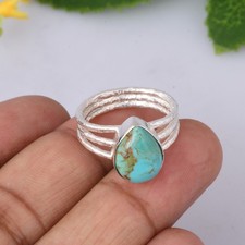 Kingman Turquoise Ring 925 Sterling Silver Boho Statement Jewelry Gifts For Her