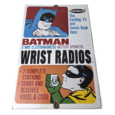 Vintage Remco Wrist Radios Porcelain Sign - Batman Gas Station Service Sign