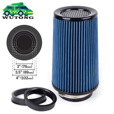 3'' 3.5'' 4'' Cold Air Intake Filter Inlet 3 Sizes in 1 10.5'' Tall Universal Blue