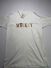 Vintage Mickey  Co Embroidered T Shirt NWT Deadstock Disney 90s White OSFA