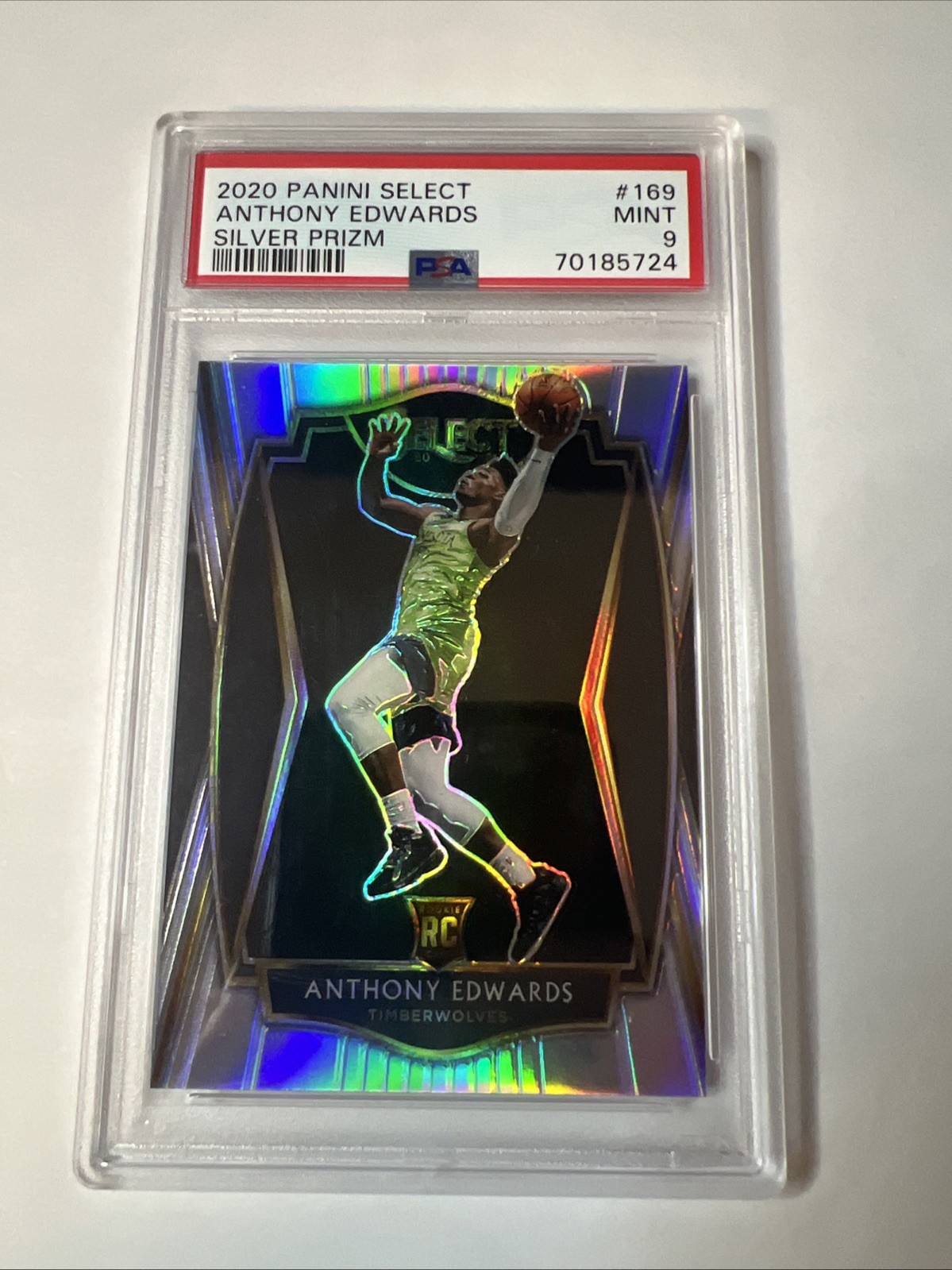Anthony Edwards 2020-21 Panini Select Silver Prizm #169 PSA 9 RC