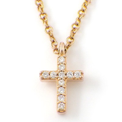 Tiffany Necklace Metro Cross Diamond 750(18K) Rose(Pink) Gold