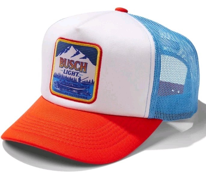 Brand New Magellan Outdoors Men's Busch Light Patch Cap Snap Back Trucker Hat