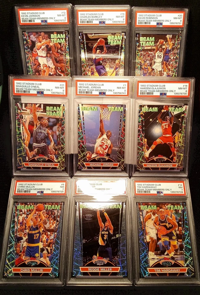 1992-93 Topps Stadium Club Beam Equipo SOLO MIEMBROS PSA Lote (9) Jordan, Shaq +7 🏀 Foto 2 de 4