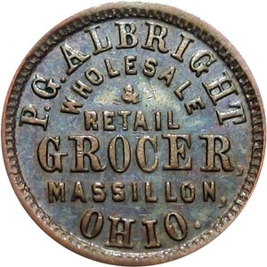 1863 Massillon Ohio Civil War Token P G Albright