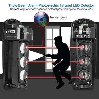 Triple Beam Alarm Photoelectric Infrared LED Detector Security System ABE-200
