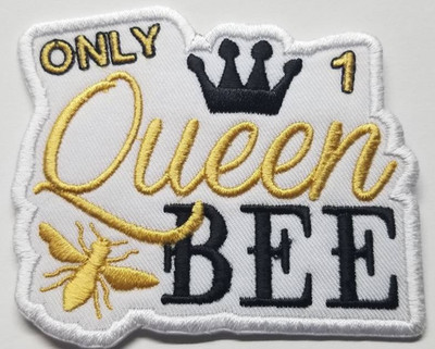 Only 1 Queen Bee Embroidered iron or sewn Patch approx 2.75x3.25''