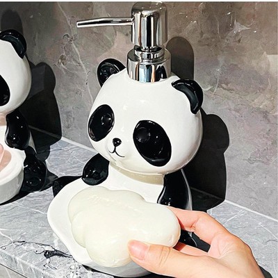Niedlicher Seifenspender in Pandaform mit Seifenschale für das Büro,