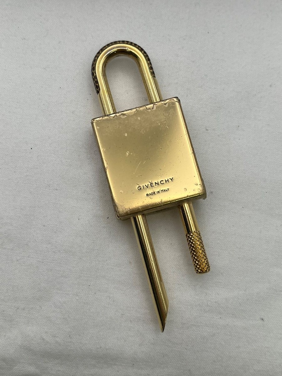 Givenchy 4G Padlock Keychain Gold Tone Logo Key Holder w Box Pouch