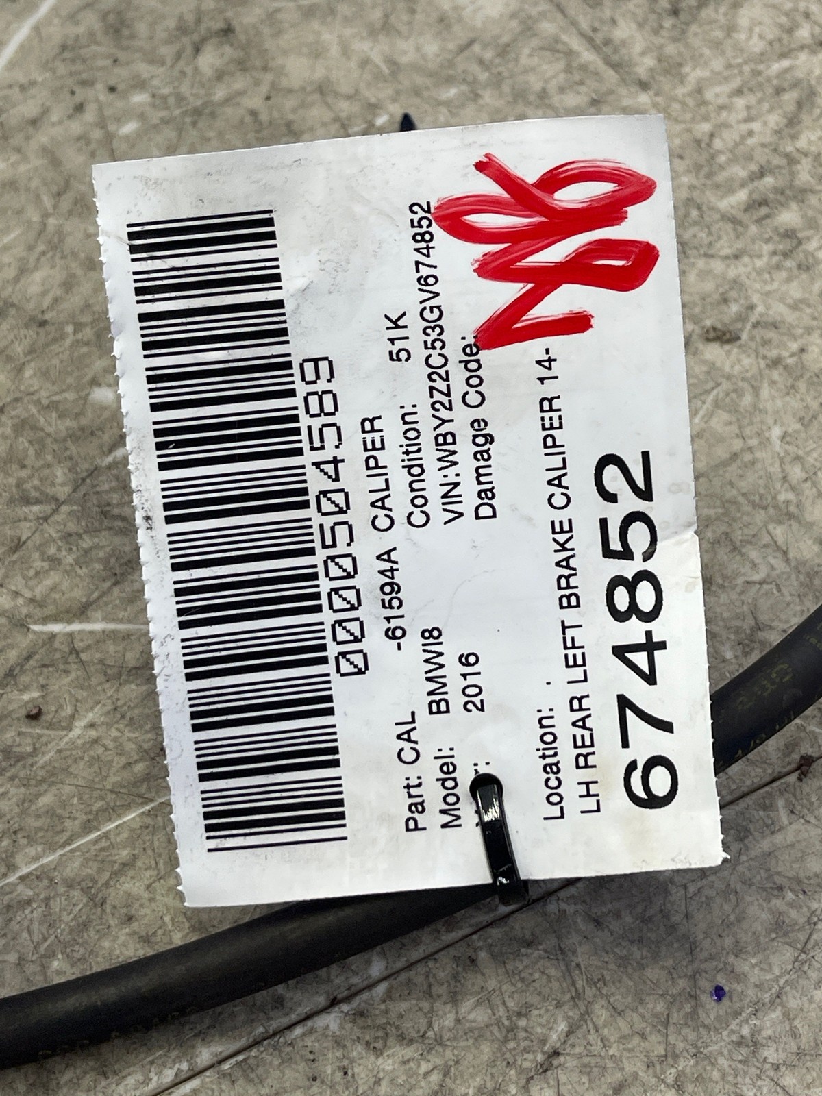 2014 2015 2016 2017 2018 2019 Bmw I8 REAR LEFT BRAKE CALIPER oem