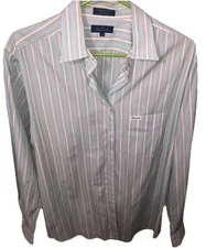 Mens FACONNABLE Button-Down Shirt L Pinstripes Multicolored Cotton