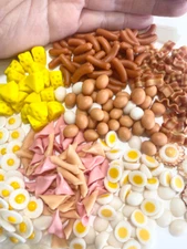 1:12 10 pcs set miniature dollhouse clay food bacon sausage cheese ham egg bacon