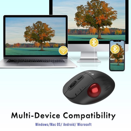 Wireless Trackball Ergonomic Mouse w Free & Easy Thumb Control by J-Tech Digital - Picture 3 of 7