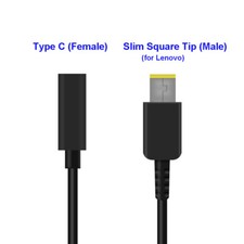 USB Type C Female to Slim Square Tip PD Charger Power Cable for Lenovo Laptops
