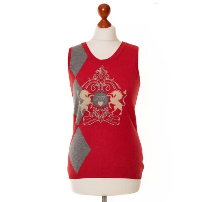 Pull femme FTC cachemire rouge 100% cachemire sans manches taille S 11776 - Photo 1/4