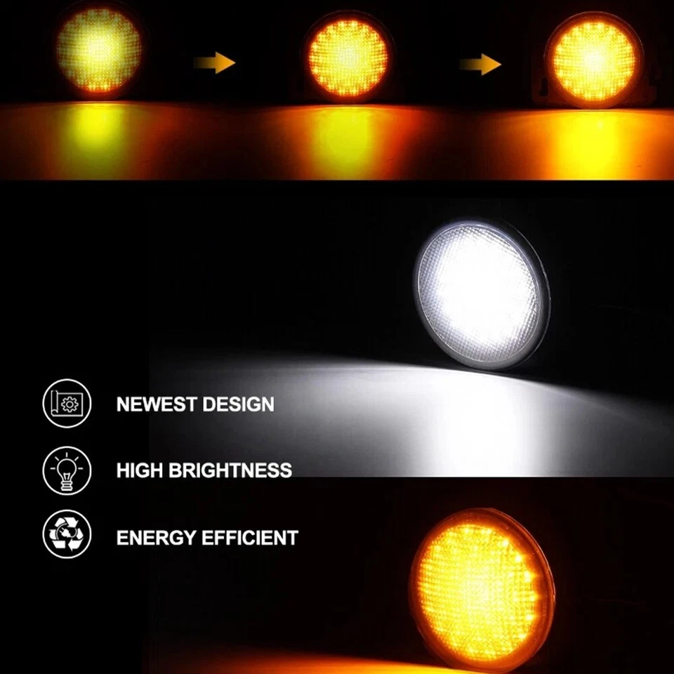 Передние желтые светодиодные указатели поворота дымчатые мигалки для Jeep Wrangler JK 07-17 - Изображение 4 из 4